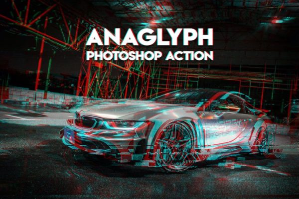 浮雕装饰梦幻线条海报照片特效PS动作工具模板 Anaglyph Photoshop Action