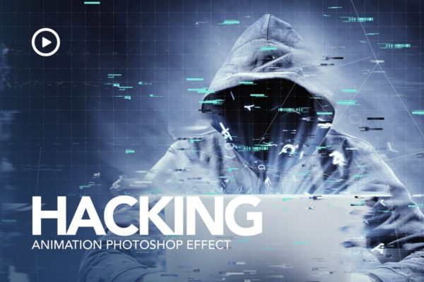 黑客极客充满科技感照片效果PS动作工具模板 Hacking Animation Photoshop Action