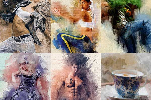 精美水彩效果的PS动作工具模板合辑 New Year Photoshop Action Bundle [atn]