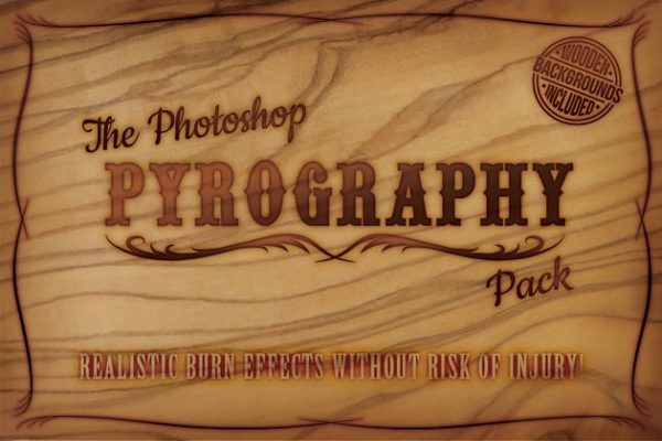 烧焦木板纸张效果图层样式 The Photoshop Pyrography Pack