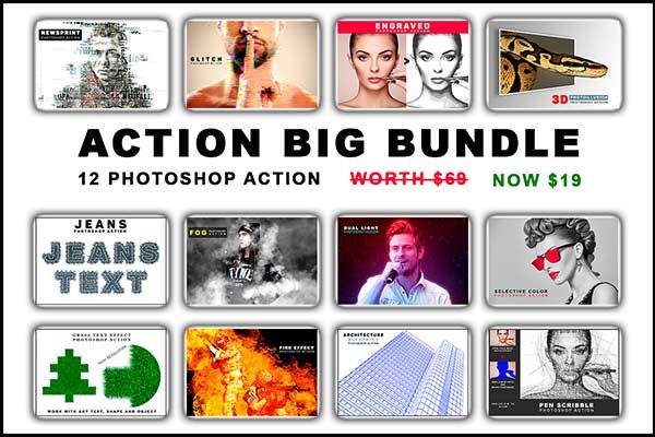 12个高品质的PS动作工具模板合辑 Photoshop Action Mega Bundle [atn]