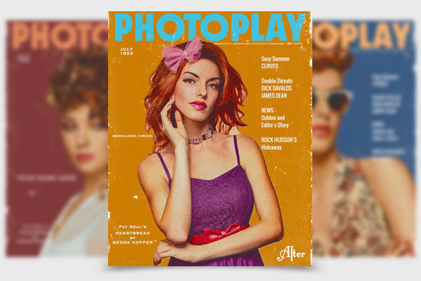 复古电影杂志效果的PS动作工具模板 Vintage Movie Magazine Photoshop Action [atn]