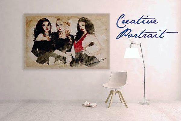 创意肖像绘画效果PS动作工具模板 Creative Portrait PSD Template