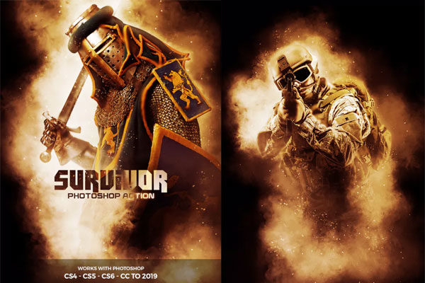 游戏人物突出光影背景PS动作工具模板下载