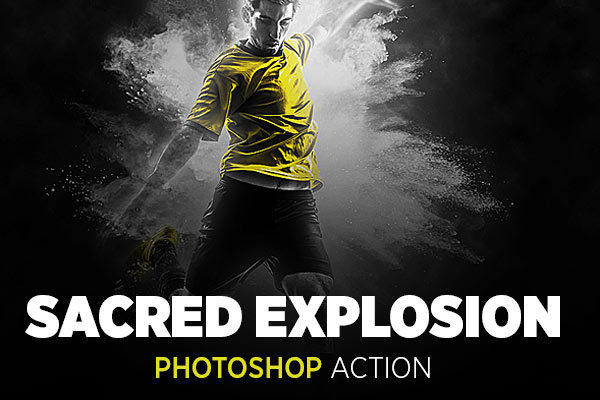 帅气粉末爆炸效果的PS动作工具模板 Sacred Explosion Photoshop Action [atn]