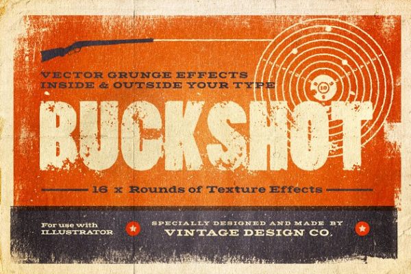 复古做旧印刷文本效果AI动作 BUCKSHOT Vector Type Effects