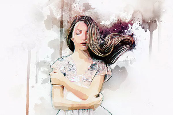 创意水彩画混合艺术风格ps动作下载