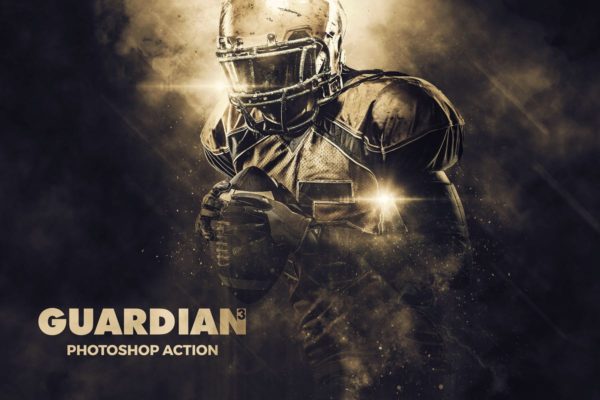 炫酷光效粒子背景电影风海报特效设计PS动作工具模板 Guardian 3 Photoshop Action