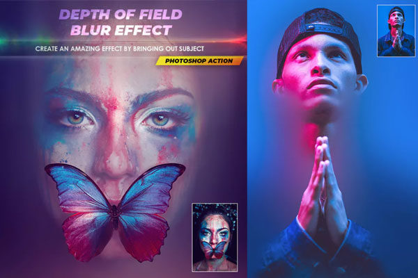 快速柔和模糊背景专业效果PS动作工具模板下载 Depth of Field Blur Effect