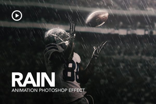下雨动态效果PS动作工具模板 Rain Animation Photoshop Action