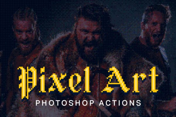21个照片像素化艺术效果PS动作工具模板 21 Pixel Art Photoshop Actions