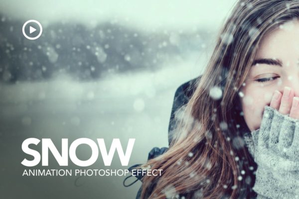 雪花飞舞动态效果PS动作工具模板 Snow Animation Photoshop Action
