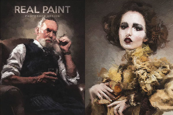 复古油漆人物素描艺术风格PS动作工具模板下载 Real Paint Photoshop Action