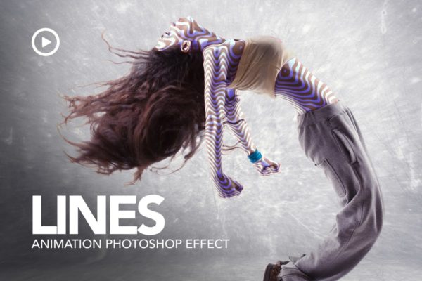 动态光线效果PS动作工具模板 Lines Animation Photoshop Action