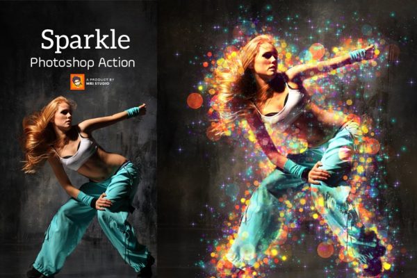微粒体星星粒子效果PS动作工具模板下载 sparkle Photoshop Action