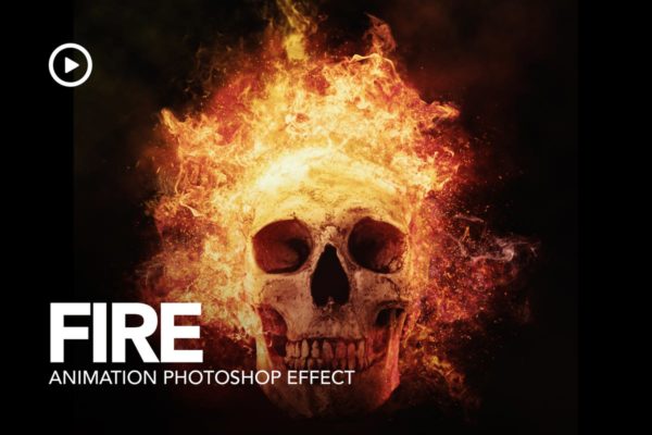 焰火燃烧动画特效PS动作工具模板 Fire Animation Photoshop Action