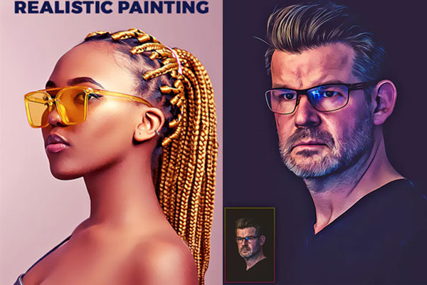 肖像锐化油漆绘画艺术PS动作工具模板下载 Realistic Painting Photoshop Action