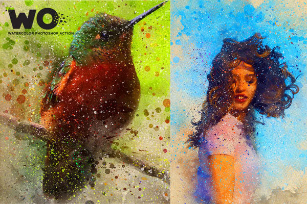 水彩艺术圆点粒子喷溅效果PS动作工具模板下载 WO Watercolor Photoshop Action