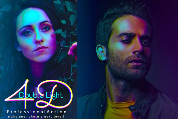 4D抽象双光电影效果PS动作工具模板下载 4D Double Light Photoshop Action