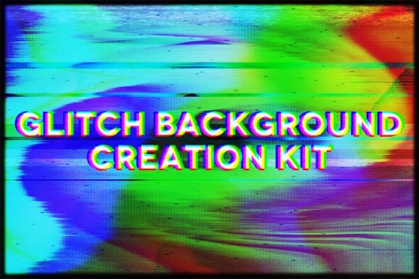 失真抽象信号丢失照片效果处理PS动作工具模板 Glitch Background Creation Kit