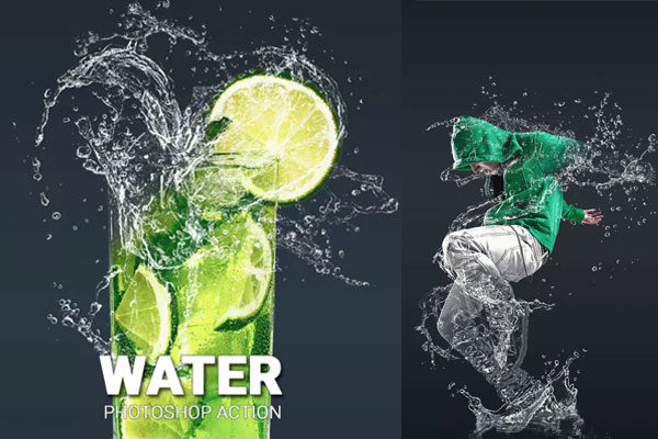 飞溅水花照片效果PS动作工具模板下载 Water Photoshop Action