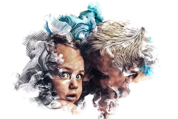 抽象水墨分散艺术效果PS动作工具模板 Ink in Water Photoshop Action