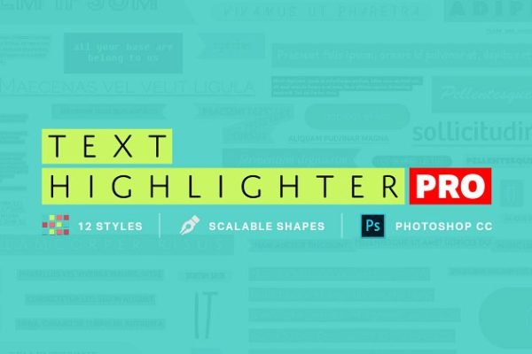 图片文本标题高亮效果PS动作工具模板 Text Highlighter Photoshop Actions