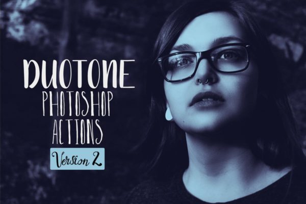 一款人物肖像照片效果处理双色调PS动作工具模板V2 Duotone Photoshop Actions Vol. 2