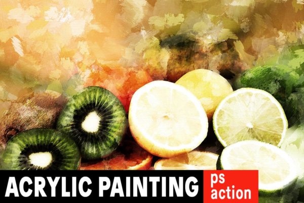 油画颜料水彩画效果调色PS动作工具模板 Acrylic Painting Photoshop Action