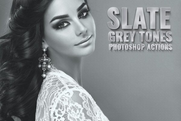 高级灰照片效果调色滤镜PS动作工具模板 Slate Grey Tones Photoshop Actions