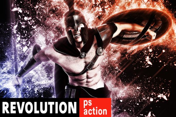 炫彩发光粒子特效PS动作工具模板 Revolution Photoshop Action