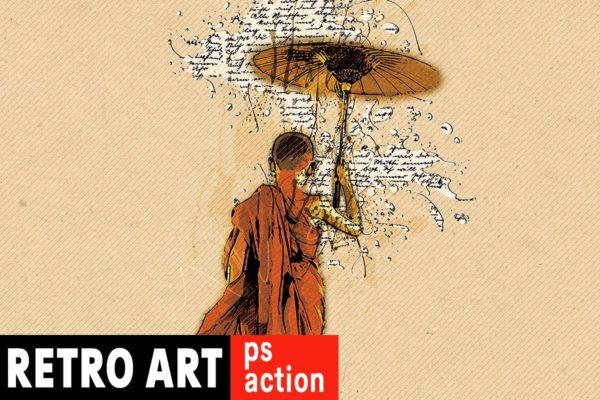 怀旧排版印刷效果生成PS动作工具模板 Retro Art Photoshop Action