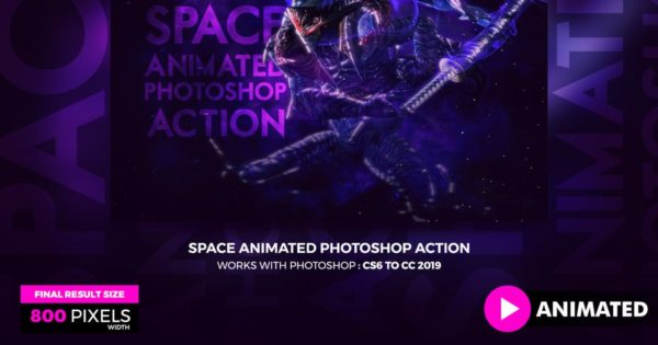梦幻紫色调太空光环动画背景特效PS动作工具模板 Animated Space Photoshop Action