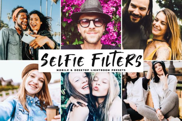 人像摄影影楼级后期调色滤镜LR预设工具素材 Selfie Filters Mobile & Desktop Lightroom Presets