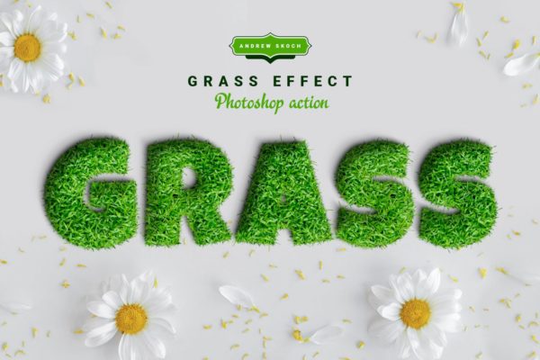 立体草地文字特效PS动作工具模板 Grass Photoshop Action