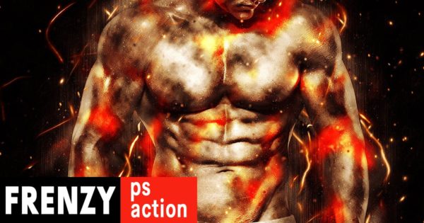 抽象炫酷火焰粒子效果照片处理PS动作工具模板 Frenzy Photoshop Action