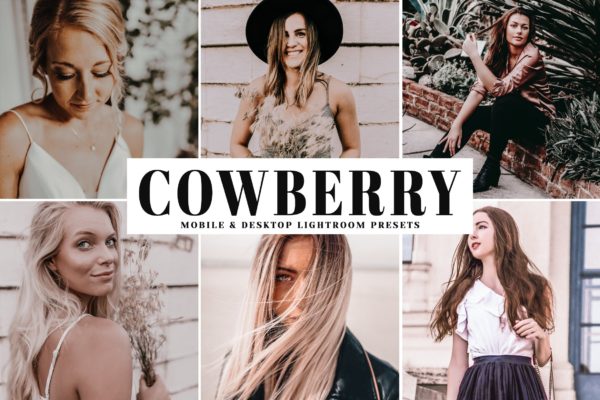 时尚奶油色调婚纱摄影后期处理LR预设工具素材 Cowberry Mobile & Desktop Lightroom Presets