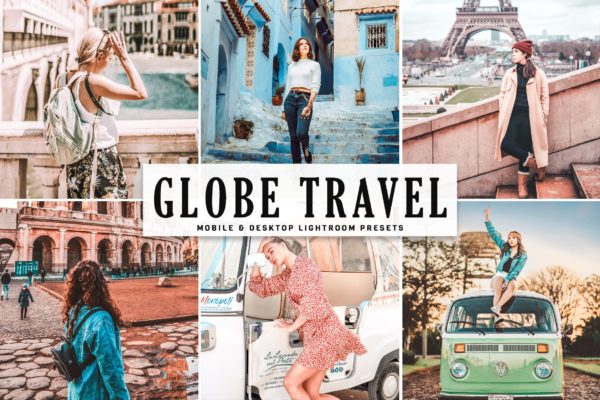 奶油色/粉色系旅行摄影LR调色预设工具素材 Globe Travel Mobile & Desktop Lightroom Presets