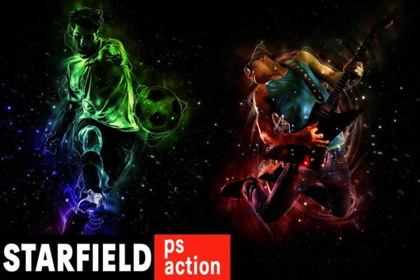 炫酷星光动感光影照片背景特效PS动作工具模板下载 Starfield Photoshop Action