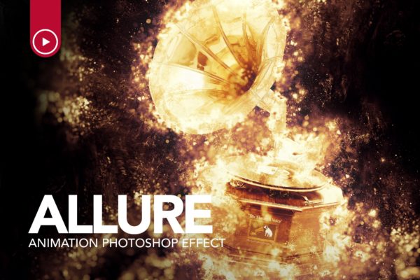 炫酷华丽金色粒子背景人物摄影Gif动画特效PS动作工具模板 Gif Animated Allure Photoshop Action