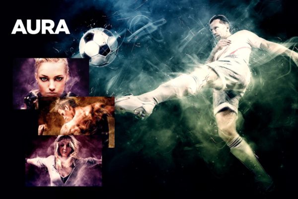 魔幻烟雾体育摄影后期特效处理PS动作工具模板 Aura CS3+ Photoshop Action
