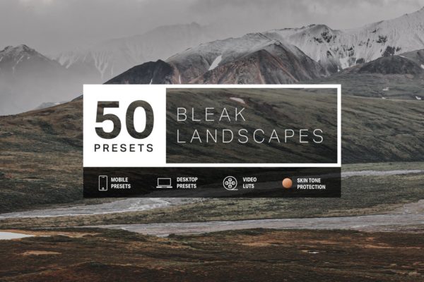 50款户外风景类摄影的调色处理LR预设工具素材 50 Bleak Lightroom Presets and LUTs
