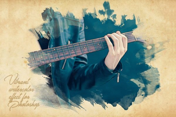 充满活力的逼真水彩遮罩效果PS动作工具模板 Vibrant Watercolor Effect – Photoshop Action