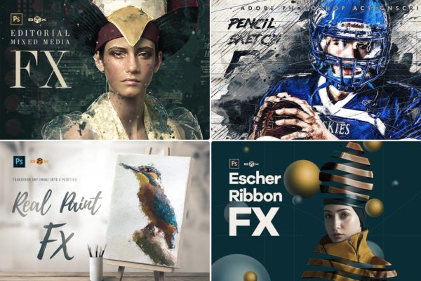 五款创意照片特效PS动作工具模板预设工具素材合集 Photoshop Plugins Bundle
