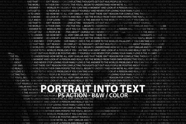 人像摄影转数字文字特效一键生成PS动作工具模板 Portrait Into Text Photoshop Action
