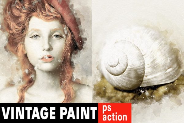 复古高端水彩绘画艺术PS动作工具模板 Vintage Painter Photoshop Action