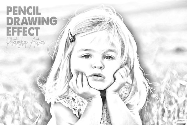 照片转铅笔素描绘画效果PS动作工具模板 Pencil Drawing Effect for Photoshop