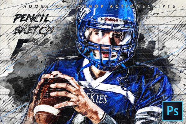 照片转彩铅手绘素描绘画效果PS动作工具模板 Animated Pencil Sketch FX Photoshop Add-On