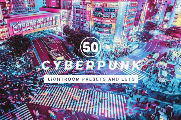 50款赛博朋克风格的照片调色处理LR预设工具素材工具 50 Cyberpunk Lightroom Presets and LUTs