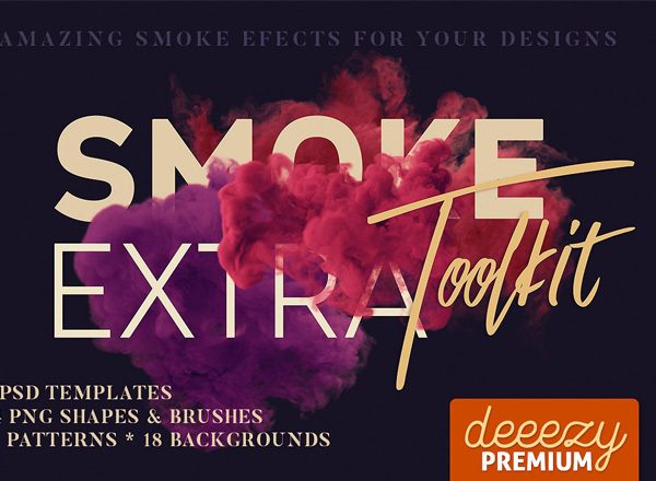 PS 彩色烟雾特效扩展包 Smoke Toolkit Extra（烟雾形状、笔刷工具素材、背景纹理）